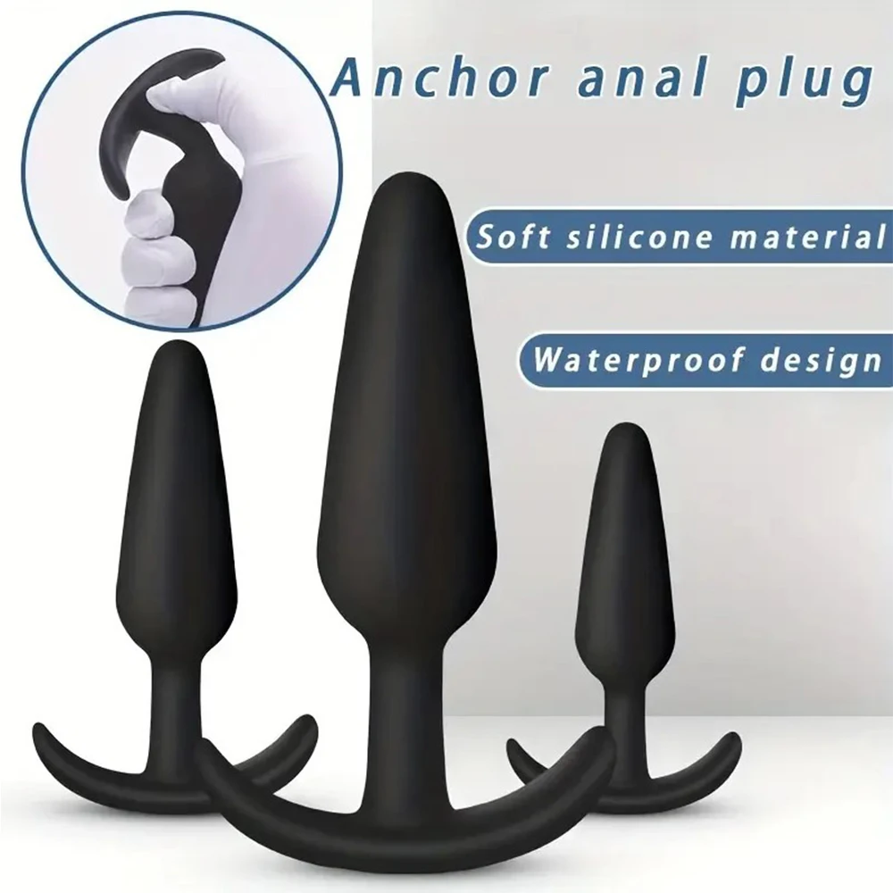 S/M/L 3 Sizes Anal Plug Soft Silicone T-Shaped Anal Plug Butt Plug Adult Sex Toys for Men Women Gay Prostate Massager Dildo