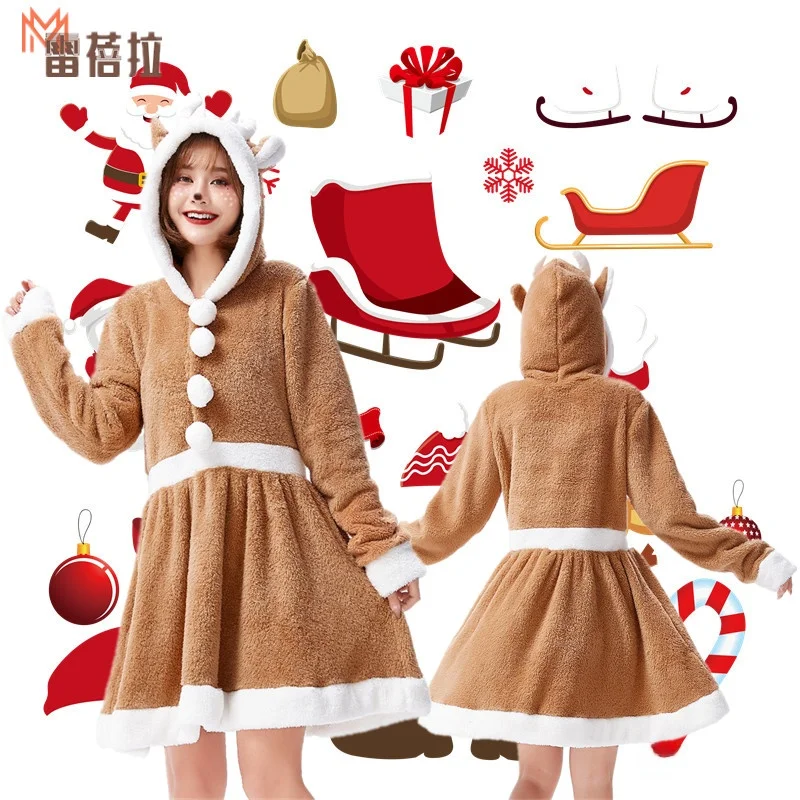 

i Color Adult Women's Cisas Cosplay Cute Reindeer Animal Costume Dr Performance Outfit Stage Costume Polyester
