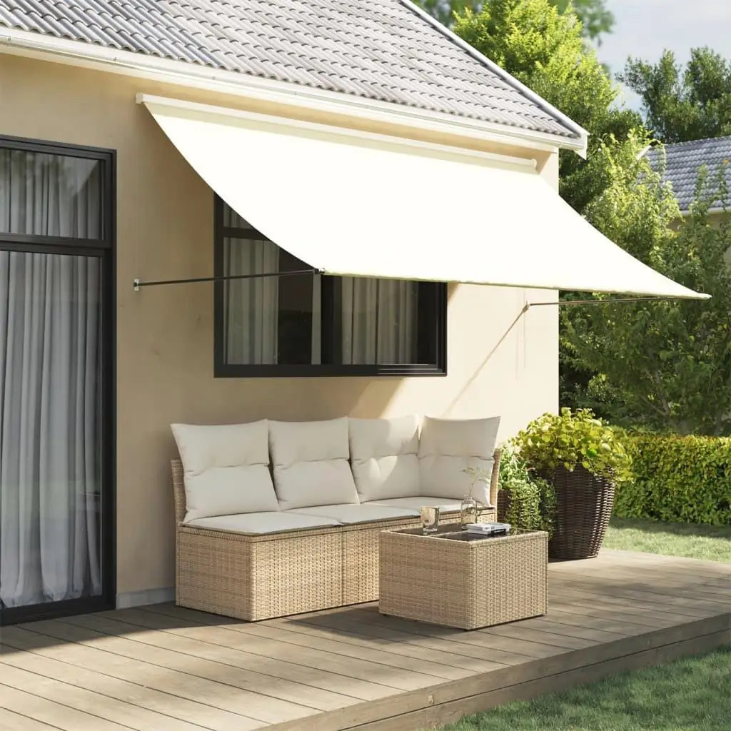 Retractable Awning 300x150 cm Cream Fabric & Steel Canopy for Outdoor Shade