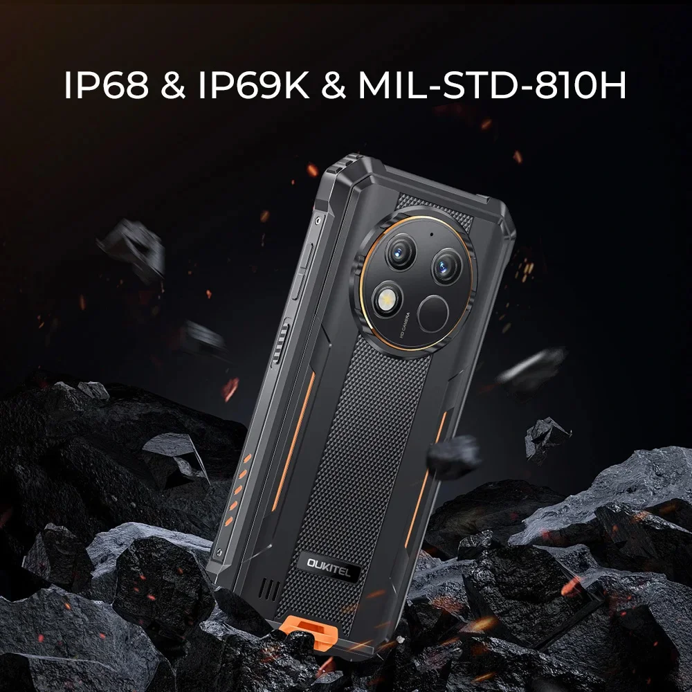 Oukitel G1 Rugged 4G Smartphones 6.52Inch HD+ Octa Core 6GB+256GB Android 14 Mobile Phone 48MP Camera 10600mAh Large Battery NFC