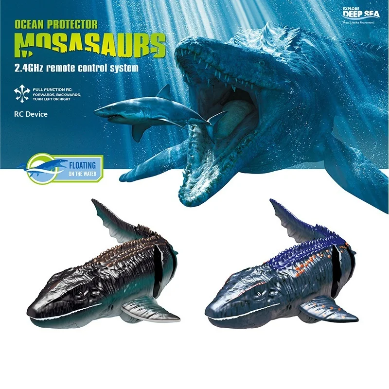 قارب عالي السرعة للتحكم عن بعد 2.4G لعبة مائية على شكل قرش التنين الغواصة سهلة التجميع مادة PVC متينة للاستخدام الخارجي #2