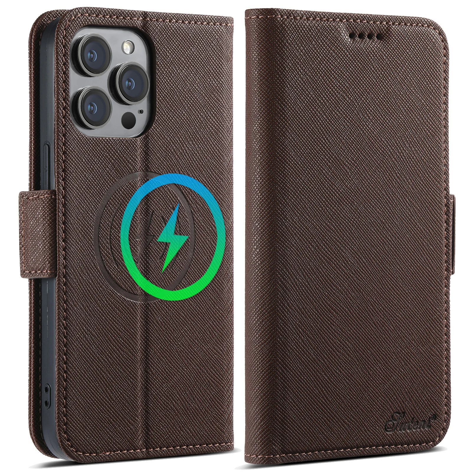 

Wallet Flip Cover Card Holder Phone Case Compatible with MagSafe Magnetic Wireless Charging for iPhone 16 ProMax 15Plus 12 13 14