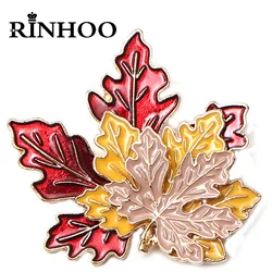 Rinhoo Vintage Colorful Enamel Maple Leaf Brooches Pins For Women Fashion Metal Leaves Backpack Badge Plant Corsage Jewelry Gift