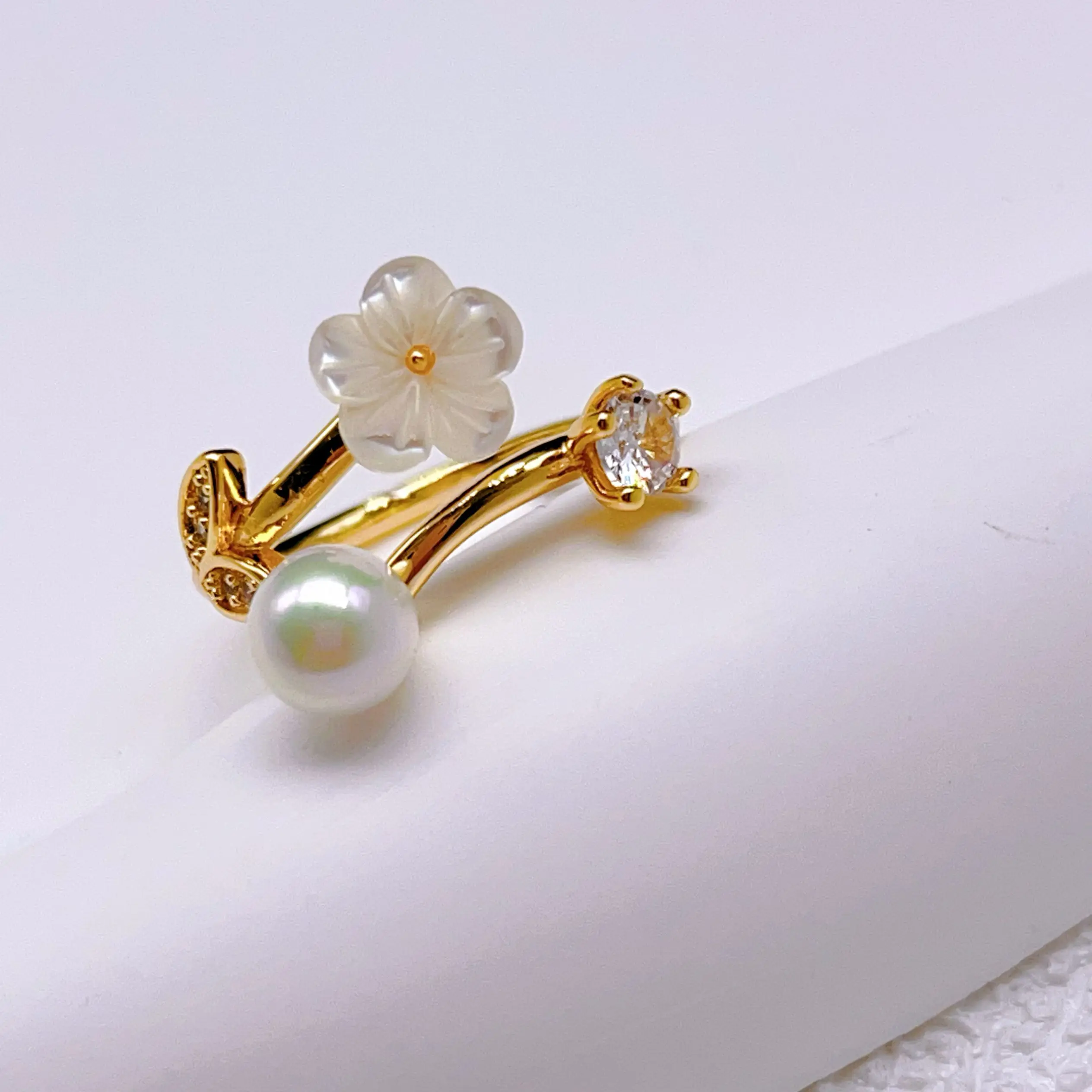 Natural freshwater pearl ring for women, Korean fashion sunflower open finger ring for women's Unusual accessories