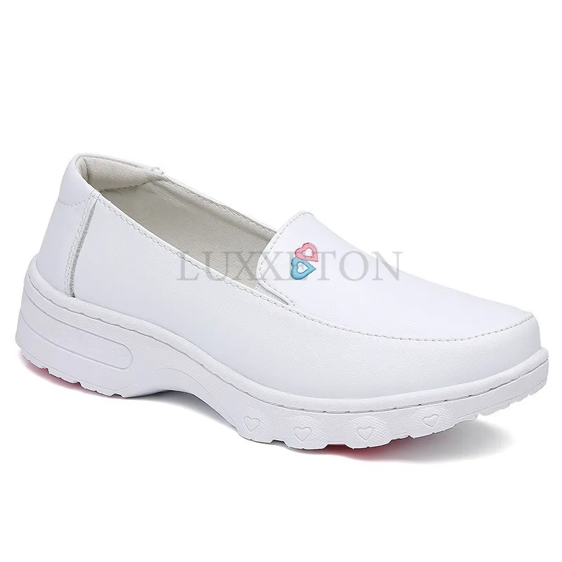 Zapatos planos de piel auténtica para mujer, mocasines sin cordones, suaves, antideslizantes, para trabajo sanitario, caminar, Hospital, enfermera