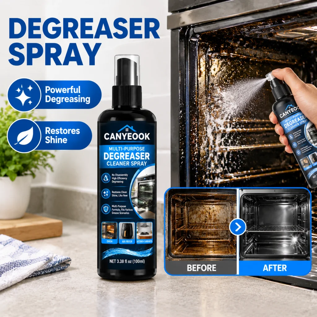 CANYEOOK 100ml Kitchen Degreaser Spray, No-Disassembly Grease Remover for Oven & Air Fryer, Restore Shine Fast