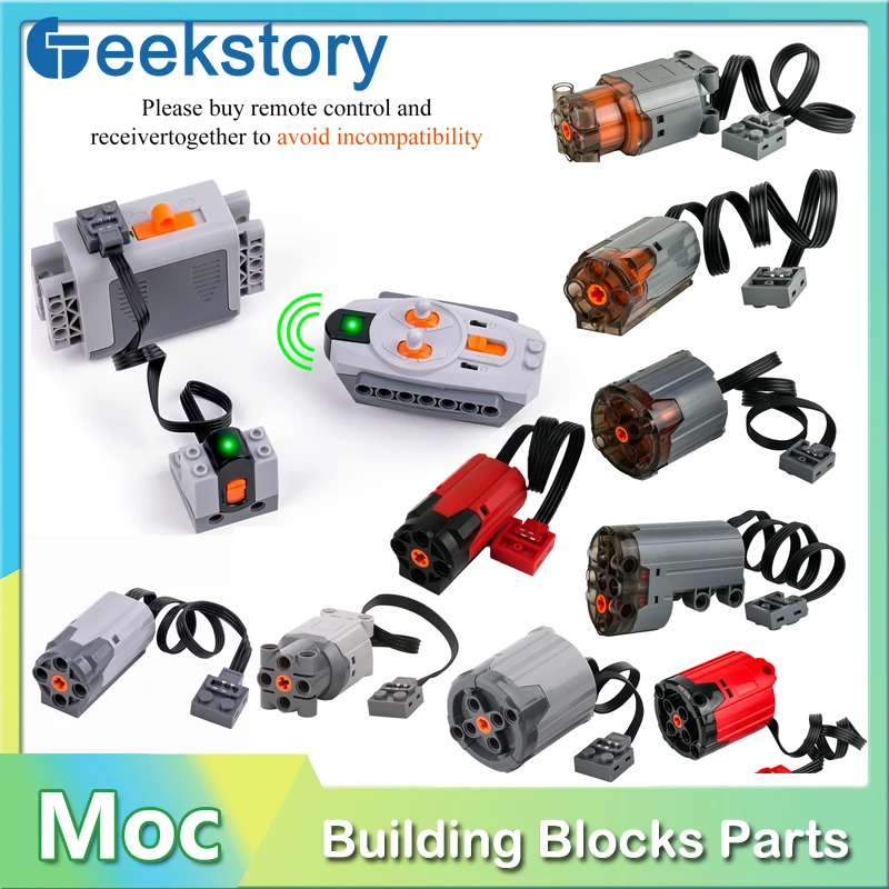 Servomotor MOC M/L/XL, piezas de bricolaje, funciones de potencia, motores de tren de coche, receptor de Control remoto 88004 8882, bloques de construcción