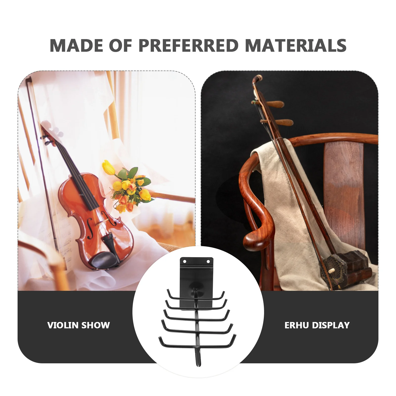 

Sturdy Wall Mount Violin Bow Holder Rust Resistant Erhu Bow Stand Simple Design Groove Board Mount Music Room Decor