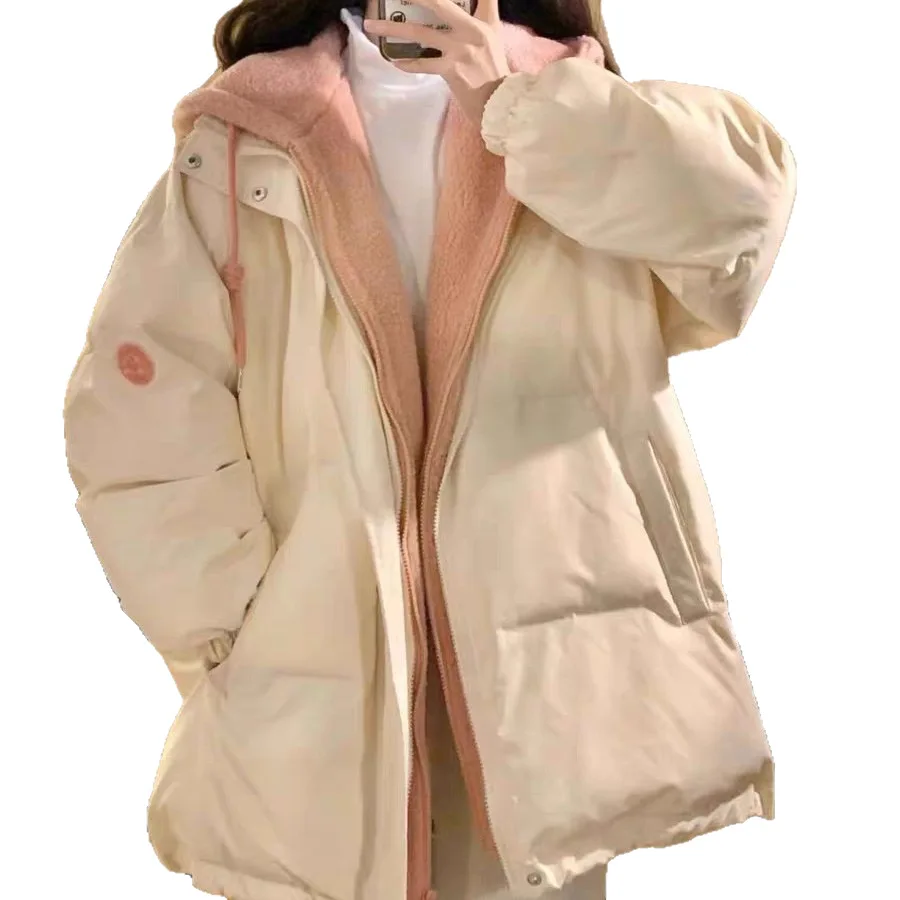 ملابس قطنية غير رسمية للنساء شتاء منتج جديد ملابس شتوية كورية فضفاضة سترة صوف الضأن للنساء