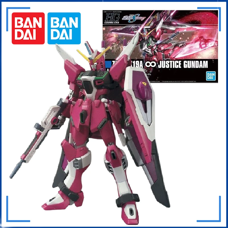 BANDAI Anime HG 1/144 ZGMF-X19 Justice Gundam New Mobile Report Wing Assembly Plastic Model Kit Action Toys Figures Gift