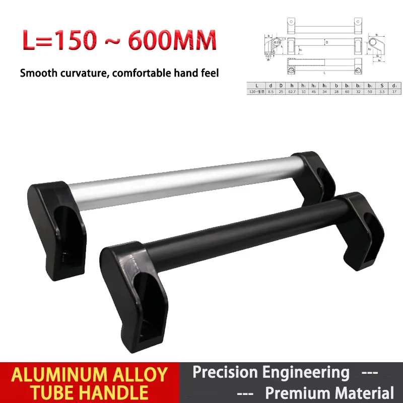 

1pcs Black Silver Aluminum Alloy Tubular Handle CNC Equipment, Surface Mounted Heavy-Duty Handle Tool Cart Handrail UHFAP 300mm