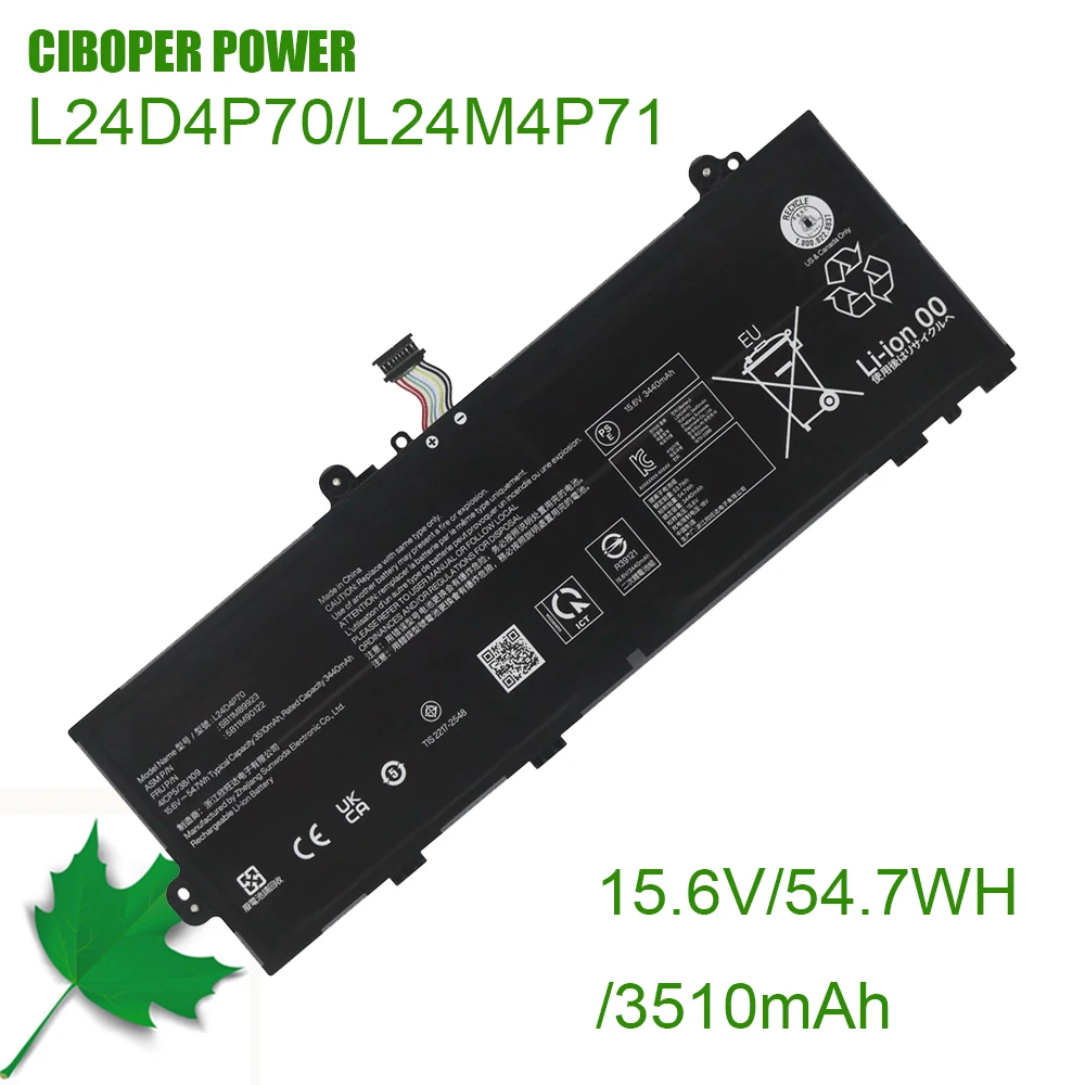 

CP Laptop Battery L24D4P70 L24M4P71 15.6V/54.7WH/ 3510mAh For ThinkPad X13 Gen6 Series Notebook