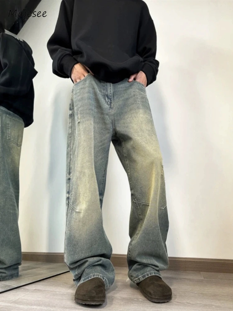 Jeans Männer amerikanischen Stil schöne charmante Farbverlauf täglich lässig lose Streetwear einfach rein gemütlich in voller Länge Schuljungen neu