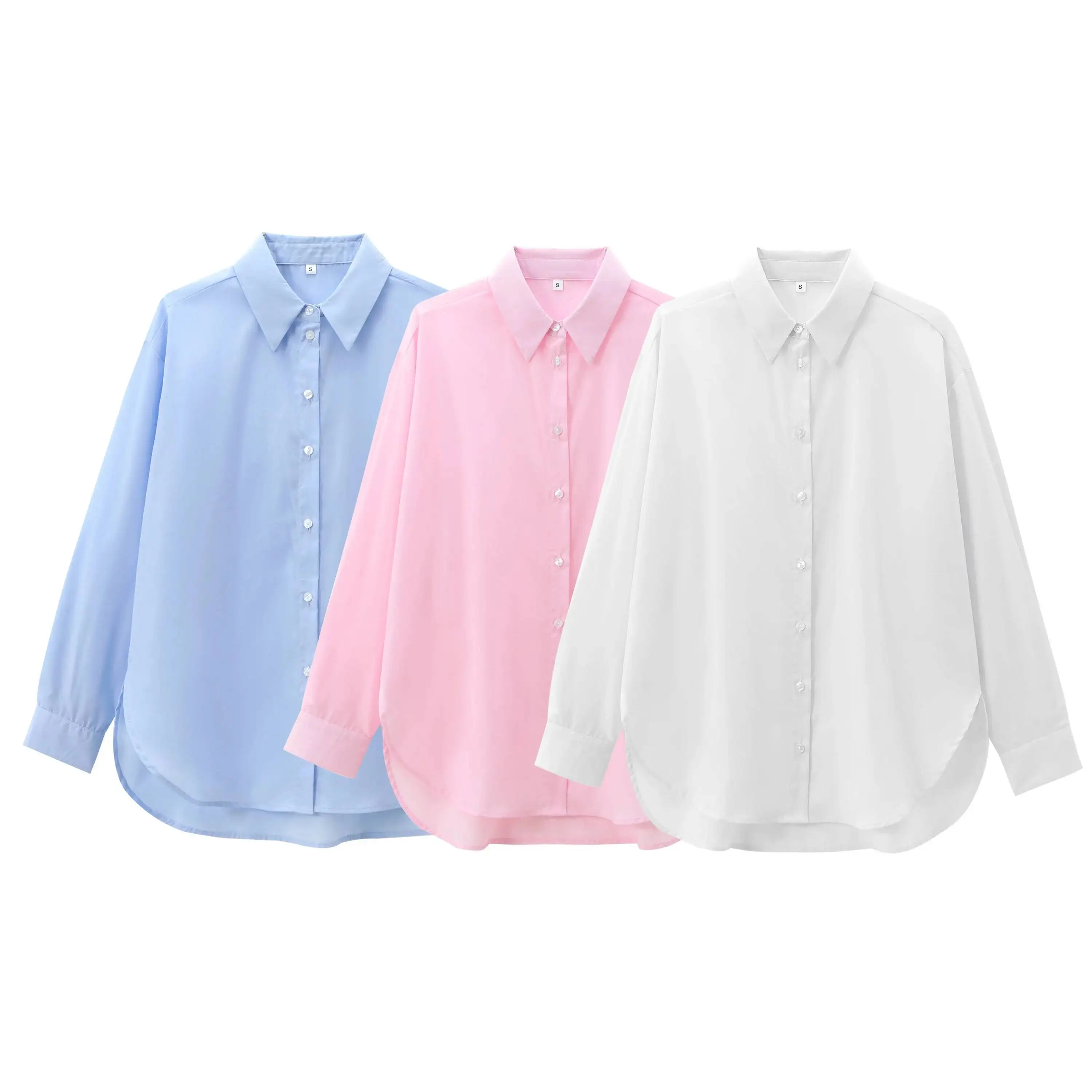 

2025 Women Cotton Shirt Long Sleeve Female Loose Tops PS0178