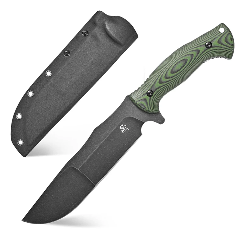 Sitivien ST21 Fixed Blade Knife 8mm Thick AUS-10 Stainless Steel Blade Full Tang Two Tone G10 Handle Fixed Knifes for Outdoor