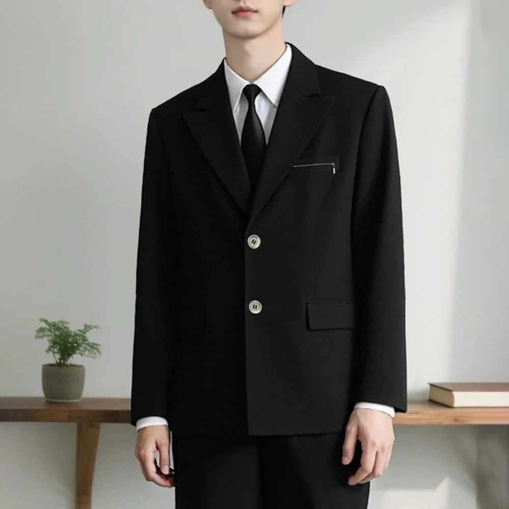 

Новый зимний мужской однотонный пиджак с длинными рукавами, американский ретро-модный модный свободный повседневный простой мужской топ