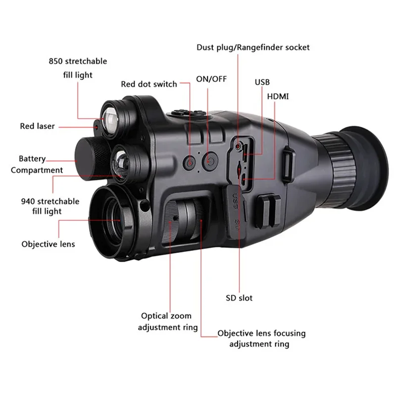 Telescopio Monocular Digital CY789 1X-24X, cámara de visión nocturna HD, 850/940nm, infrarrojo Dual, 400M, 1080P, aplicación Wifi, para caza