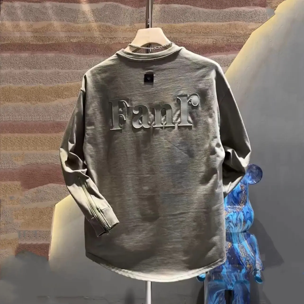 

The Spring and Autumn Annals Hoodie Streetwear Letter Pure Cotton Cuff Zipper Round Neck Chao Pai Fashion Long Sleeves