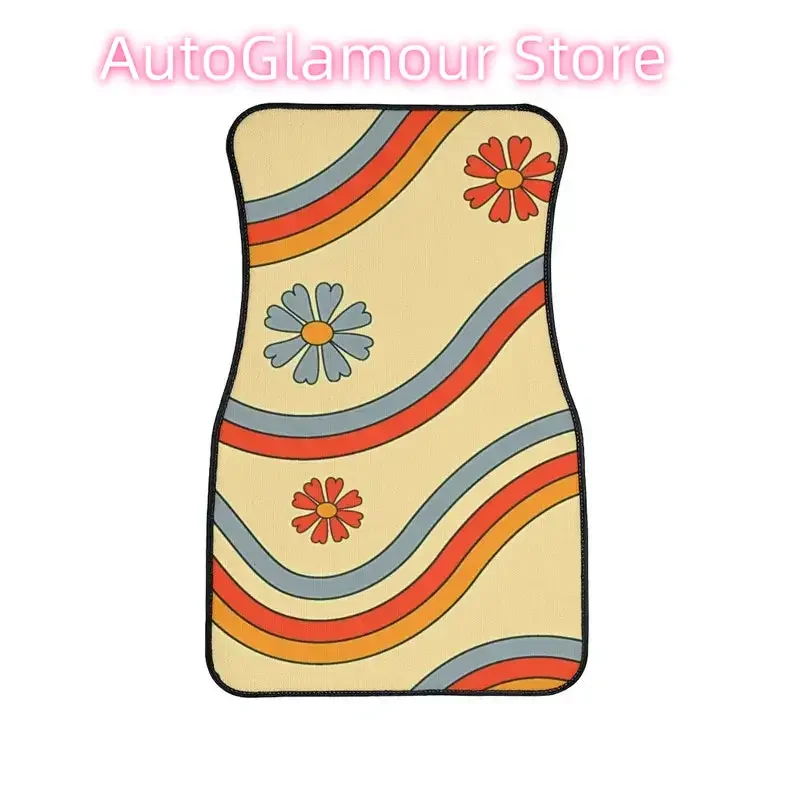 Psychedelic Hippie Flower Vintage Inspired Car Accessory Floor Mats Retro Mod Car Decor Vehicle Hippie Van Truck Car Gift Floor