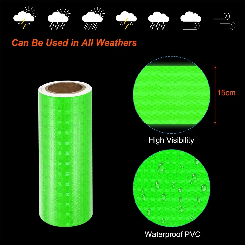 

Shiny Green Reflective Tape 15cm*5M High Visibility Outdoor Waterproof Safety Warning Film Self-adhesive Reflectors For Trailer