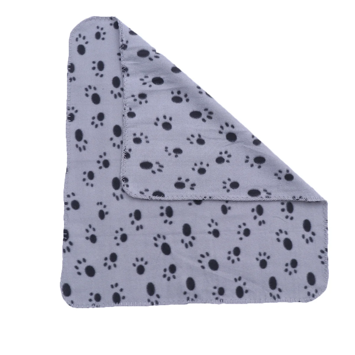 

70x60cm Pet Warm Blanket with Dog Claw Design Super Soft Thermal Mat for Puppy Cat Double Layered Cozy Bed Cover Grey Black