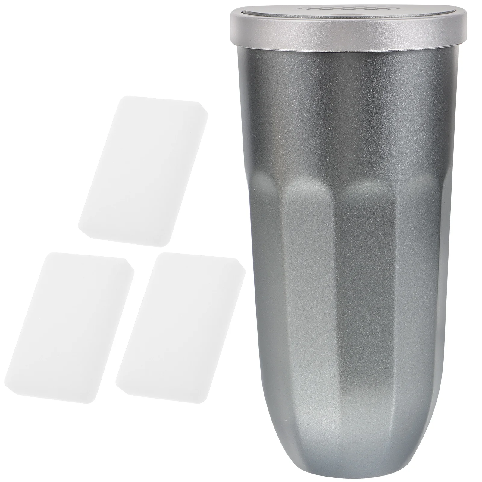 

1pcs Car Trash Can Large Capacity Cup Holder Storage Bin Black 3 Scented Pieces Odor Insulation Compact Car Accessories Plastic