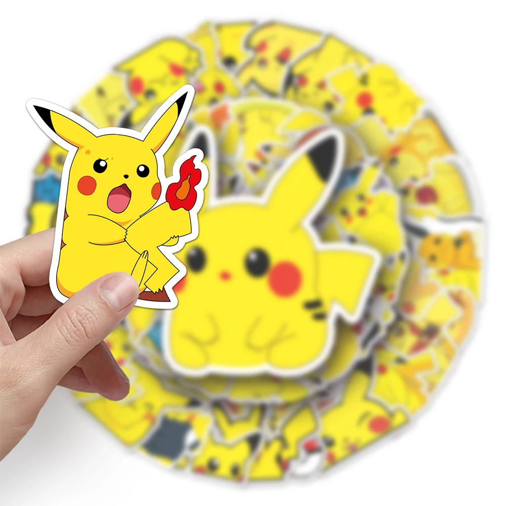 10/30/50PCS Pokemon Pikachu Stickers Anime Cute Decoration PVC Decals DIY Phone Fridge Laptop Skateboard Sticker Kids Gift Toys