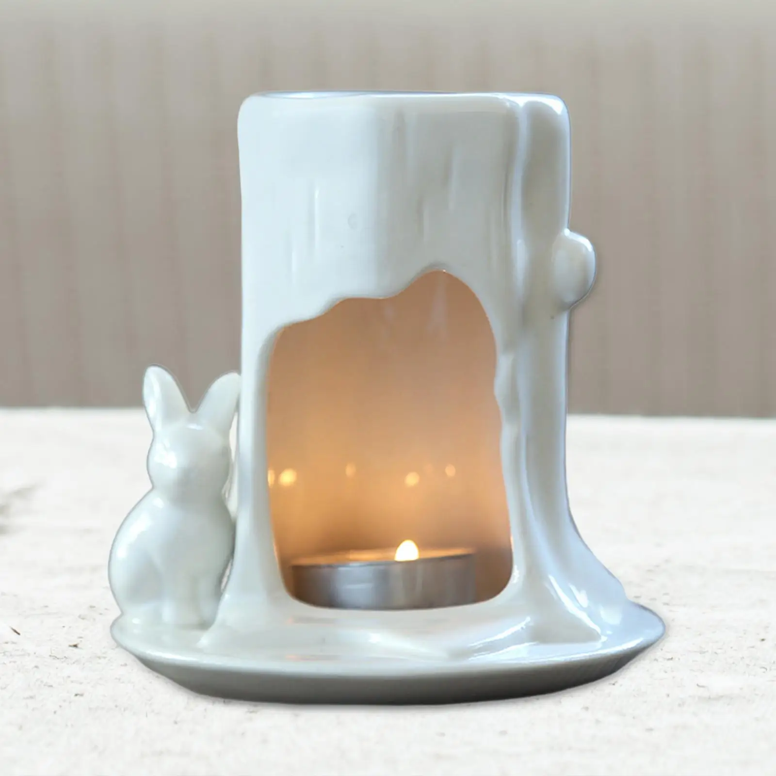 Ceramic Essential Oil Burner Diffuser Tealight Candle Holder Non Electric Melter Scented Oil for Bathroom Living Room Tabletop