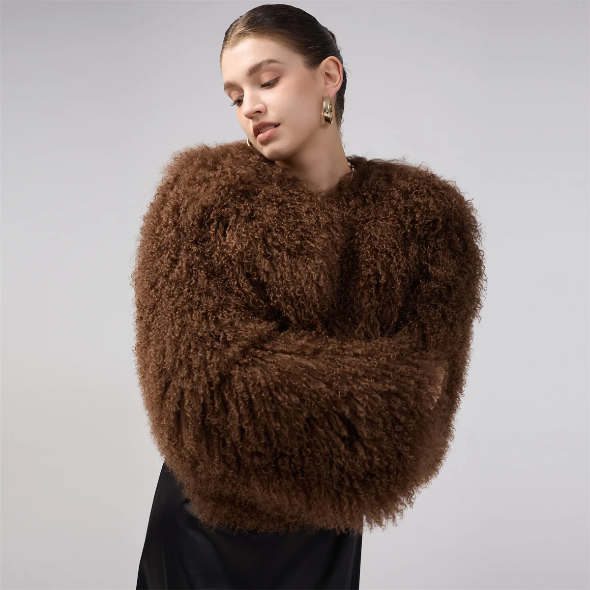 Genuine Mongolian Fur Jacket Women Real Sheep Fur Coat