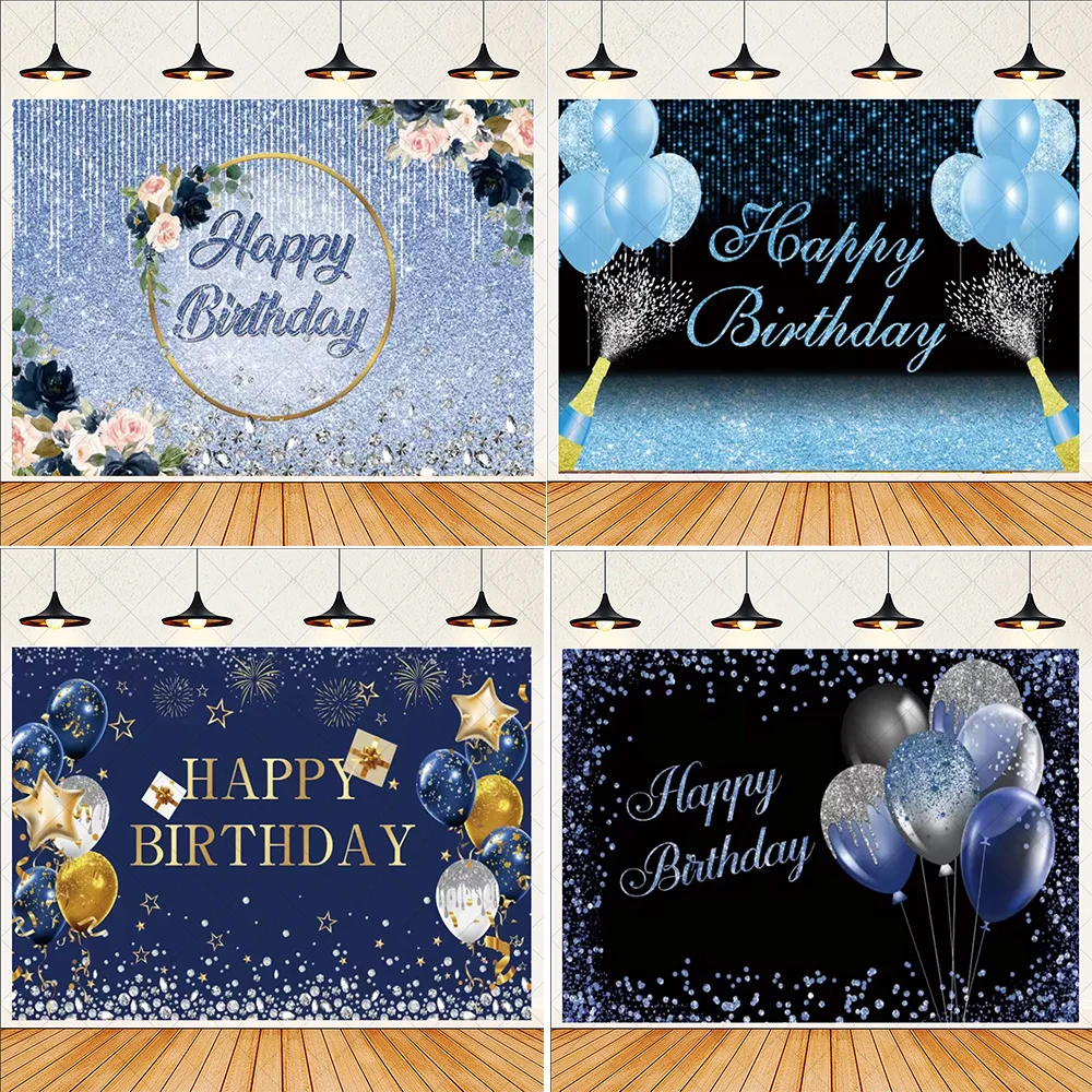 

Colorful Balloon Theme Party Decoration Gold Glitter Poster Background Happy Birthday Decor Photography Backdrops Supplies Gifts