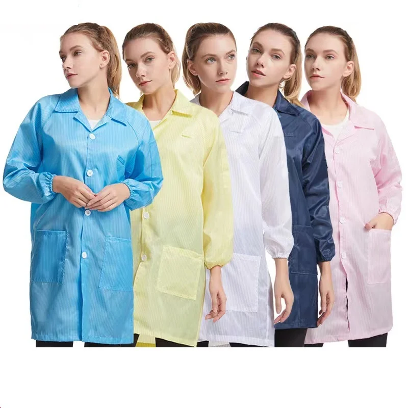 Vêtements de travail pour salle blanche à rayures, uniforme de travail, blouses, combinaison de l'industrie alimentaire, blouse pour salle blanche, vêtements ESD, blouse pour électronique, 5mm