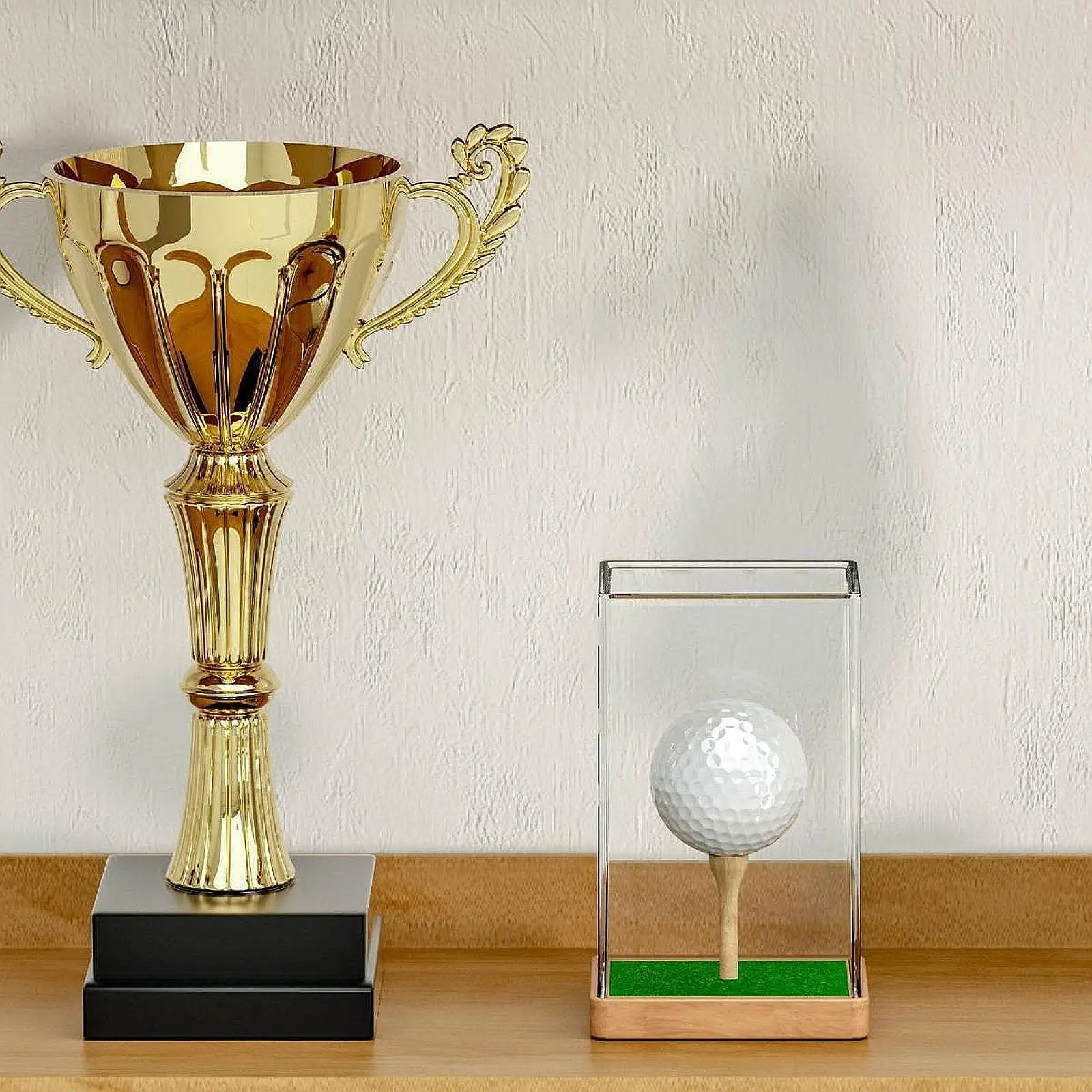 

Golf Ball Stand Box Holder Dustproof Multiuse with Tee with Wooden Base for