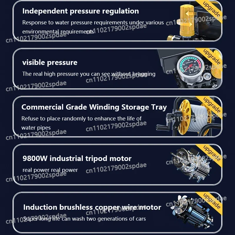 Adjustable 250Bar Portable High Pressure Water Gun with Foam Gun Tornado Generator for Car Wash Machine Auto Cleaning Hose​