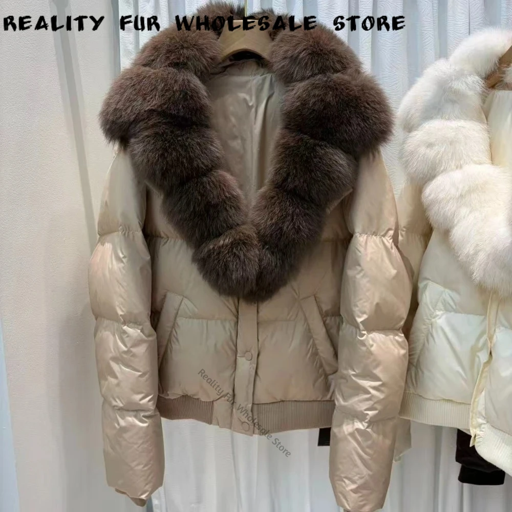 Ladies Down Puffer Jacket Natural Fur Detail Winter Outerwear Comfortable for Daily Commute Outfit Cold Climate Everyday Wear