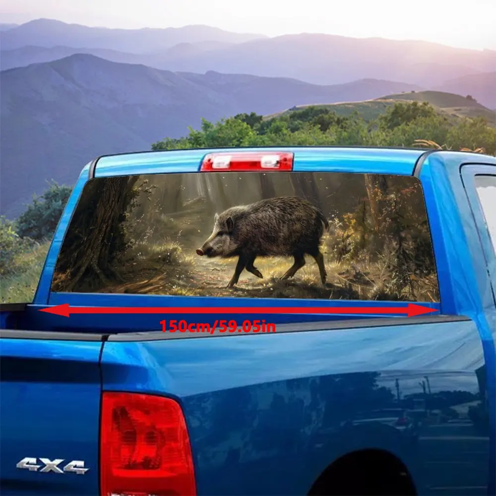 Primitive Tribes Wild Boars Car Rear Windshield Sticker Truck Window See Through Perforated Back Window Vinyl Decal Decor Gift