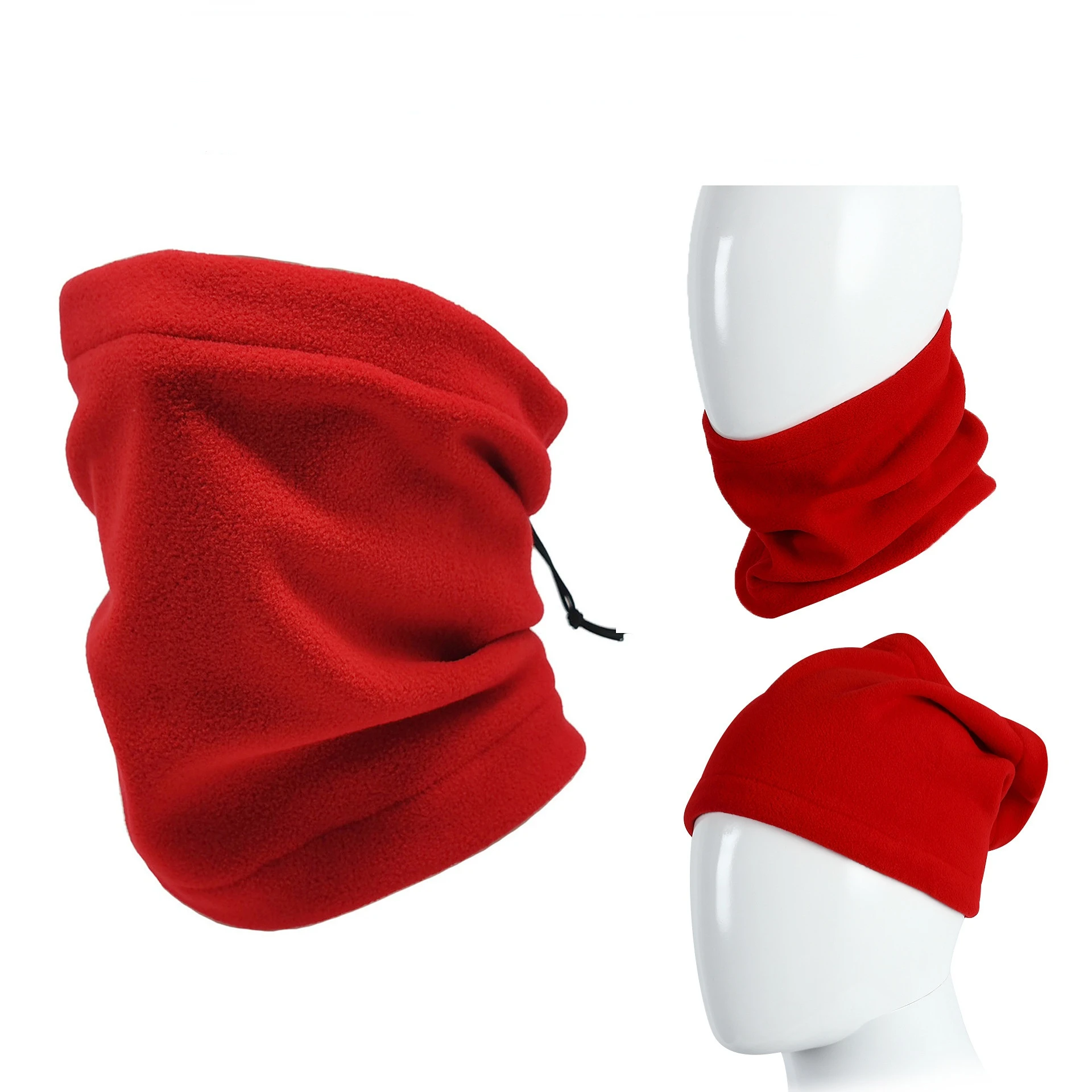 Men Women Big Boys Girls Neckwarmer Snood Also a Hat 2in1 Set Winter Warm Outdoor Scarf and Beanie Snow Ski Skating Cycling Cap