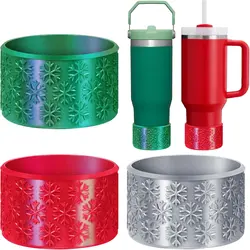 3 Pack Christmas Silicone Boot for Tumbler Snowflake Chameleon Gradient Luster for Party Tumbler Accessories