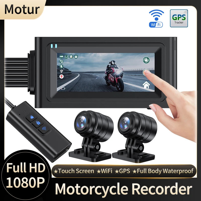 

WiFi Motorcycle DVR Dash Cam 1080P+1080P Full HD Front Rear View Waterproof Motorcycle Camera GPS Logger Recorder Black Box