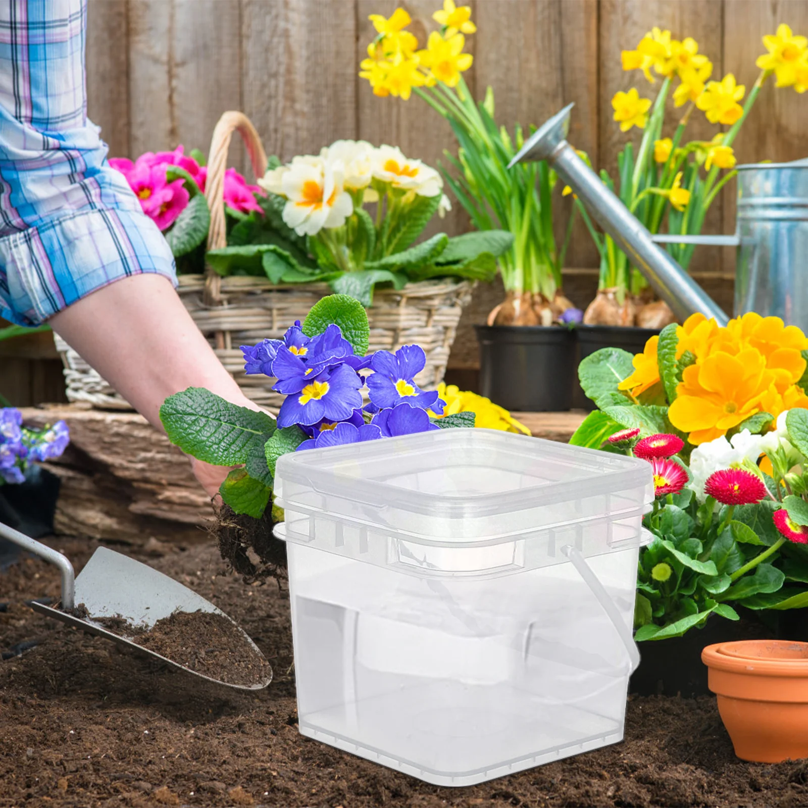 

5L Plastic Paint Bucket Transparent Storage Container With Lid For Coatings Sealants Art Pigments Multi-Functional Hand-Held