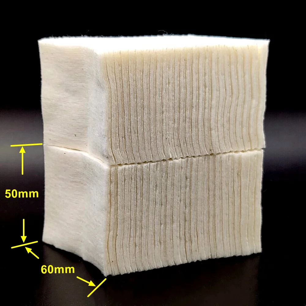 300/100/50 шт. органический 100% хлопок 50x60 мм, мягкий коврик из волокна ECRU, неотбеленный Prime Wick, бытовой хлопок для чистки VS MUJI