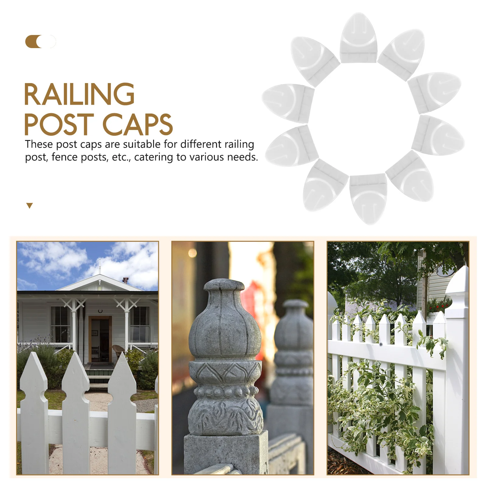 

10pcs Railing Post Caps Plastic Flower Bed Fence Post Covers Durable Decorative Outdoor Fence Cap Replacement Column