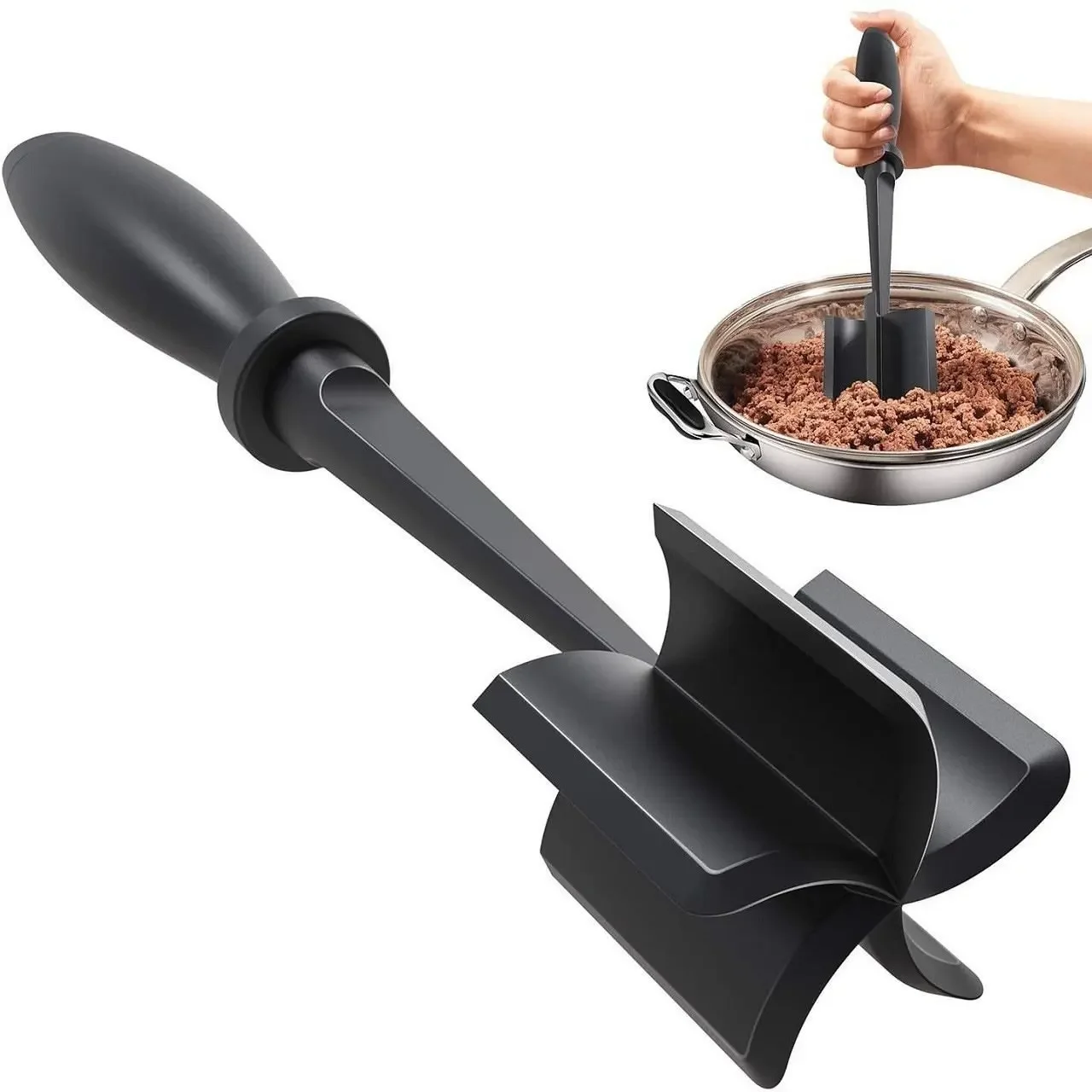 Meat Chopper Hamburger Chopper Potato Masher-Professional Multifunctional Heat Resistant Nylon Ground Beef Smasher Kitchen Tools