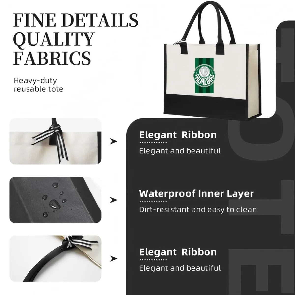 Palmeiras الرسمية 2026 وصول جديد موضة عملية واسعة قابلة لإعادة الاستخدام حمل حقيبة نمط طباعة 2 لهجة الثقيلة الكتف الكبير B #5