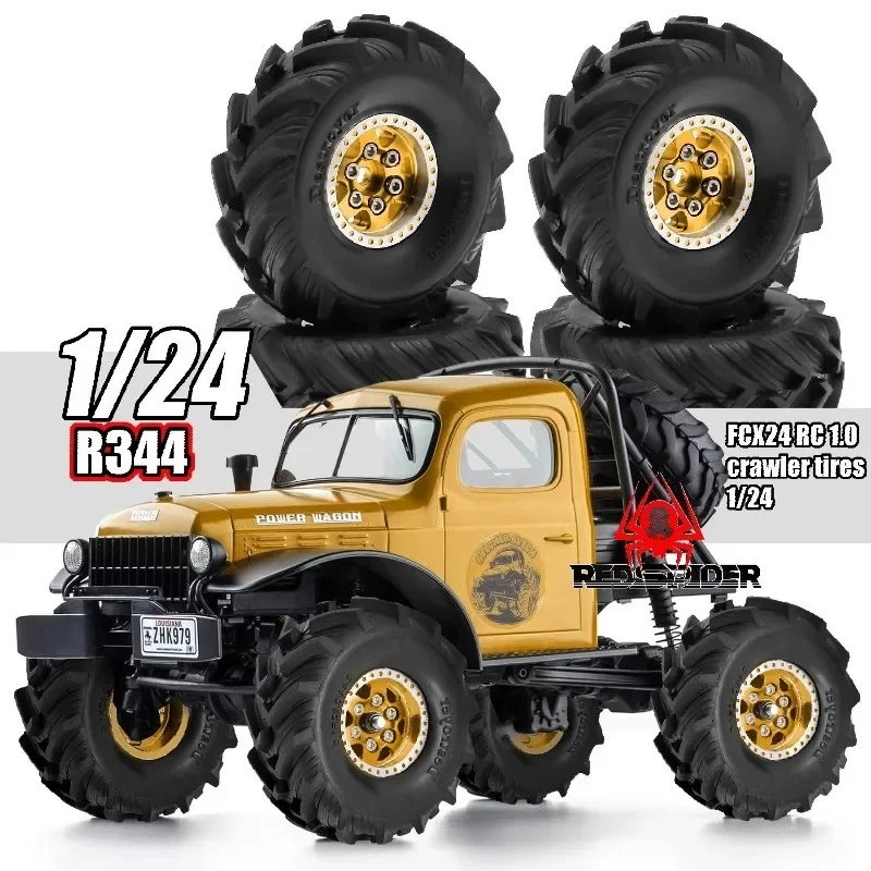 

1.0 Beadlock Wheels and MUD Tires Set for 1/24 1/18 RC Crawler Car SCX24 TRX4M FCX24M FCX18 TRX4M UTB18