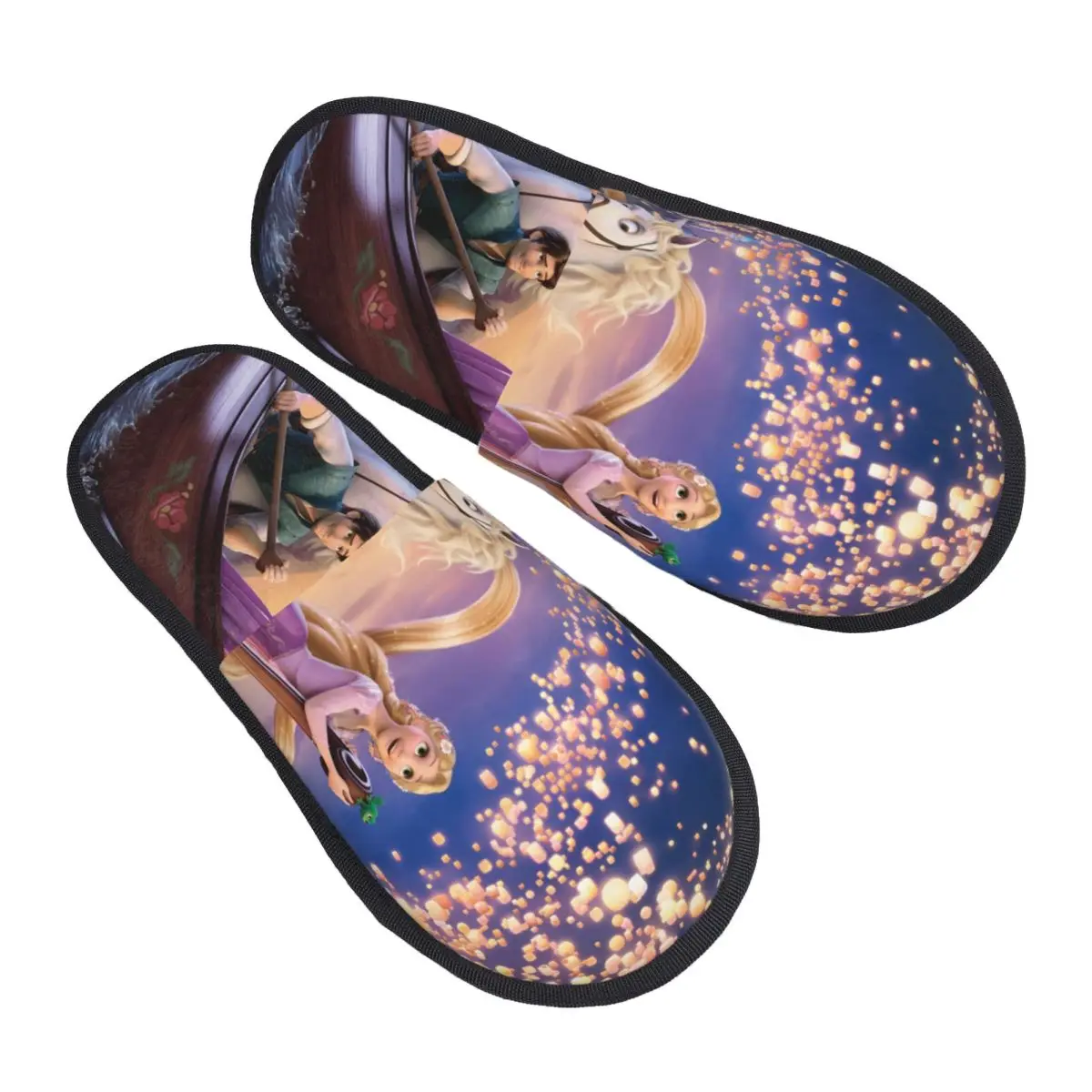 

Custom Tangled House Slippers Women Soft Memory Foam Cute Rapunzel Slip On Hotel Slipper Shoes