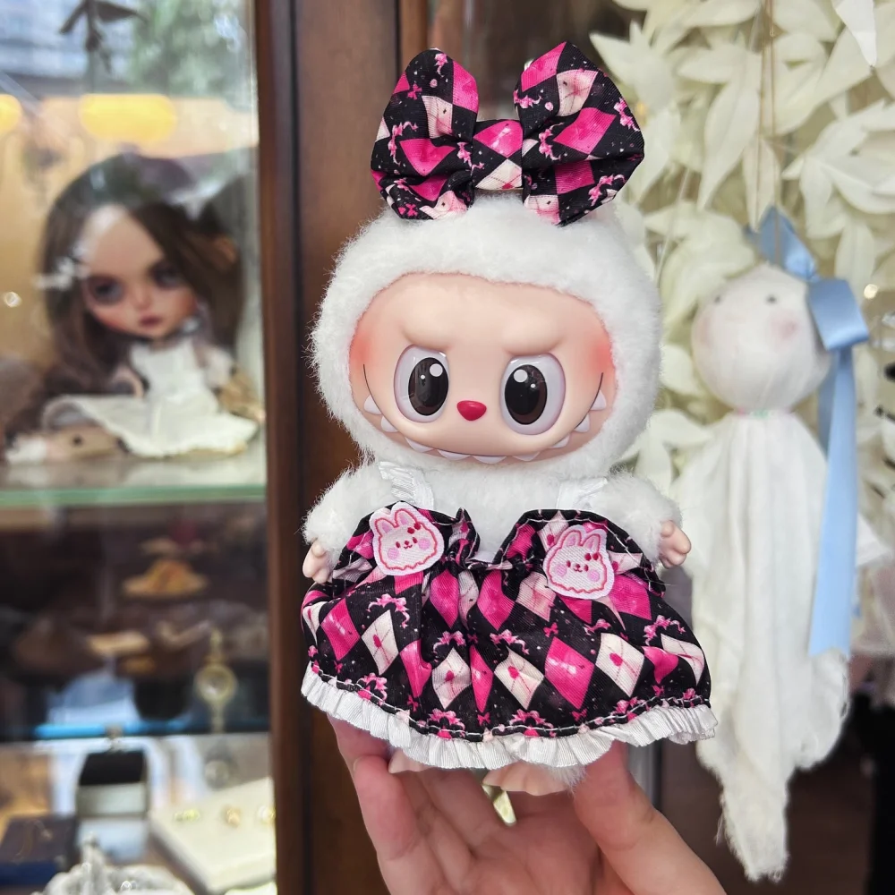 Für 17 cm Labubu V2 V3 Süßes und duftendes Windrock-Set DIY Labubu Outfit Zubehör Trendige Spielkleidung Labubu-Kleidung