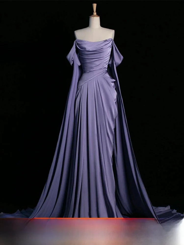 

Elegant Morning Robe One Shoulder Wedding Dress Purple High-End Sensation Engagement Dinner Party Women's Fashion Ceremony
