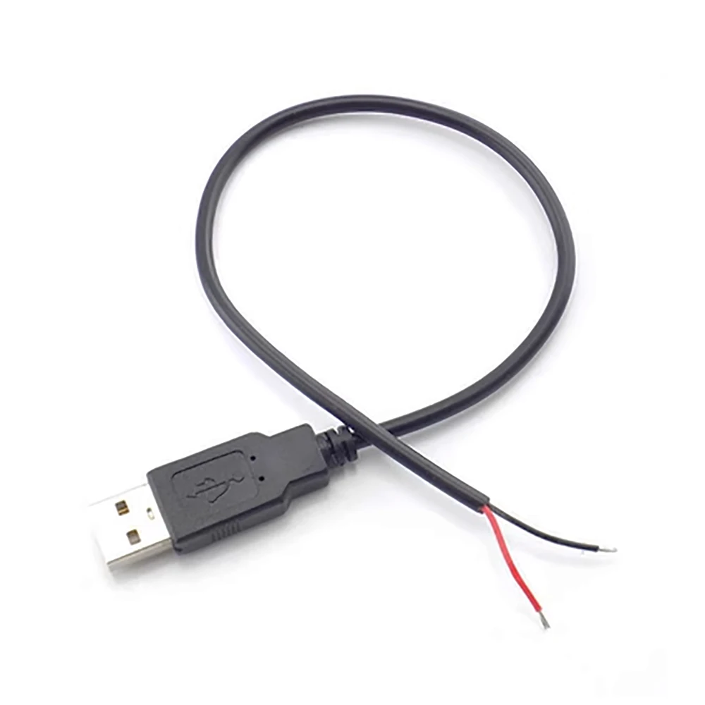 2PCS 5V USB 2.0 2 Pin 2 Wire diy usb Male Jack Connector Cable Power Charge Extension Cable Cord 0.3m/1m Connector Adapter