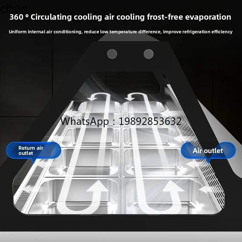 HXL وعاء بارد تجاري، وعاء عرض الدجاج، خزانة طعام مطبوخة، خزانة حفظ الطعام الطازج، ثلاجة الفاكهة