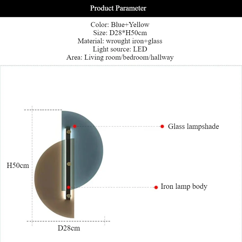 SANDYHA Modern Minimalist Glass Wall Lamp LED Light for Living Room Bedroom Study Creative Design Lighting Fixtures